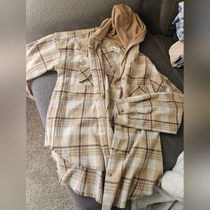 Plaid button down shacket